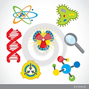 Set of science stuff icon Lab cartoon vector photo