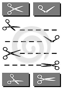 Set scissors with coupon and cut line