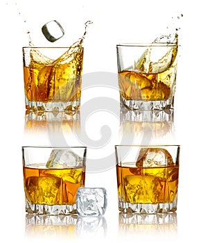 Set of scotch whiskey glasses isolated photo
