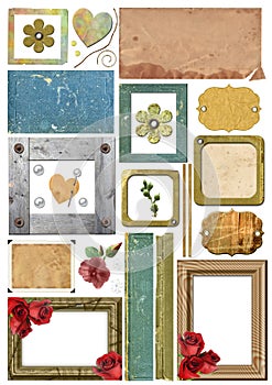 Set of scrap elements, frames, photo edges, paper