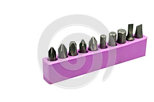 Set of screwdriver bits isolated