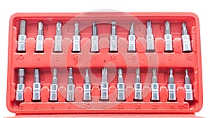 Set of Screwdriver Bits in Red Case