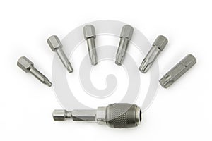 Set of screwdriver bits torx heads