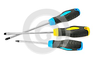 Set of screwdrivers isolated on a white background