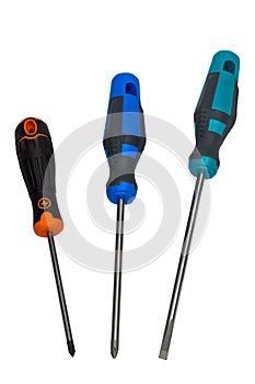 Set of screwdrivers isolated on a white background