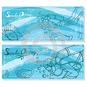 Set of Scuba diving logo.