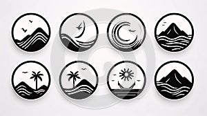 Set of sea and beach icons. Vector illustration for your design