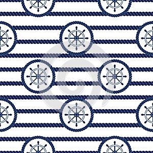 Set of sea and nautical seamless patterns. Vector illustration.