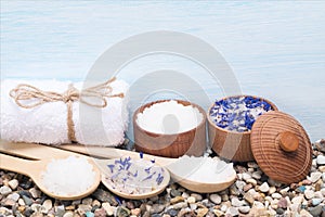 set sea salt for the skin of the body and things for the spa