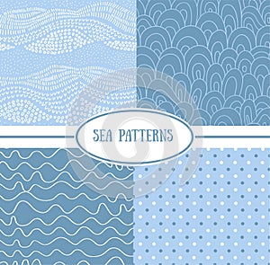 Set of sea seamless patterns (tiling).