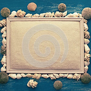 Set sea shell decorative frame place for text.