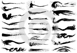 Set of sea spray illustrations. brush stroke waves.