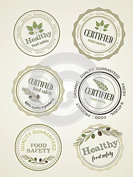 Set of seals, logo food safety, vector