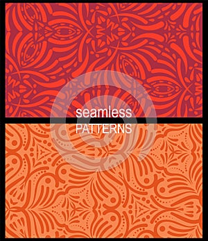 Set of seamless abstract lines vector patterns. Vintage fashion style