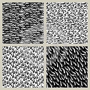 Set of seamless abstract lines vector patterns. Vintage fashion style.