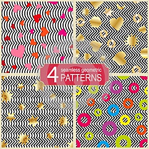 Set of seamless abstract zigzag lines vector patterns.