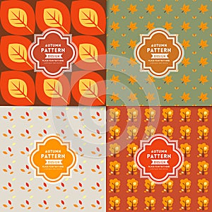 Set of seamless autumn leaf season patterns