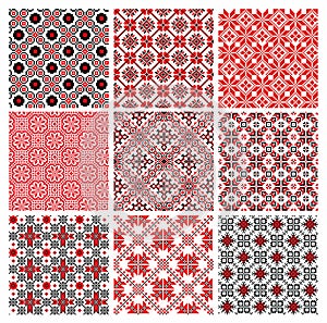 Set of seamless background with ethnic patterns.