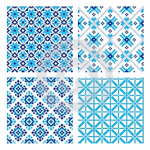 Set of seamless background with ethnic patterns. seamless pattern in folk style.