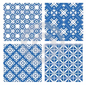 Set of seamless background with ethnic patterns. seamless pattern in folk style