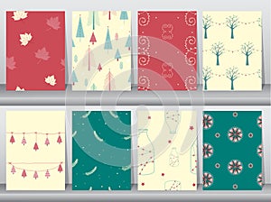 Set of seamless background pattern of christmas winter