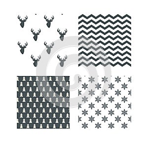 Set of seamless backgrounds with Christmas pattern.