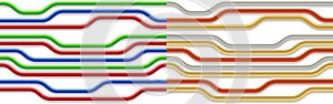 Set of seamless backgrounds with wires, pipes