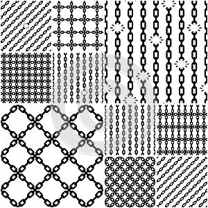 Set of seamless chain patterns with broken links