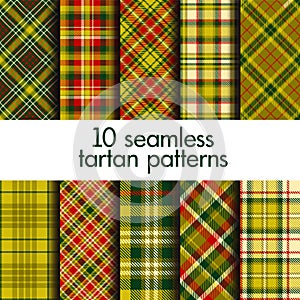 Set of seamless christmas tartan patterns