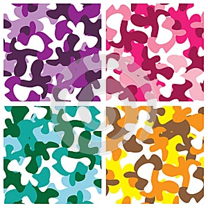 Set of seamless colorful comuflague patterns photo