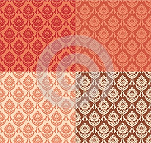 Set of seamless damask patterns