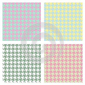 Set of seamless duotone textile patterns. Chekered ornament houndstooth, hounds tooth check, hound`s tooth, dogstooth, dogtooth