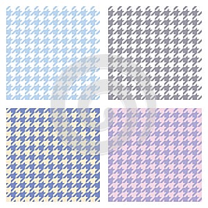 Set of seamless duotone textile patterns. Chekered ornament houndstooth, hounds tooth check, hound`s tooth, dogstooth, dogtooth