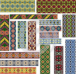 Set of Seamless Ethnic Patterns for Embroidery Stitch