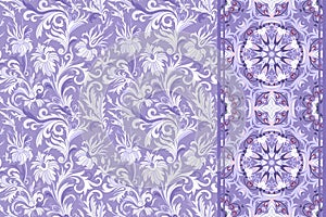 Set of seamless floral pattern and border for design.