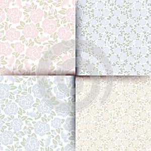 Set of seamless floral patterns. Vector illustration.