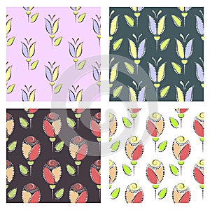 Set of seamless floral vector patterns.