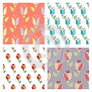 Set of seamless floral vector patterns.