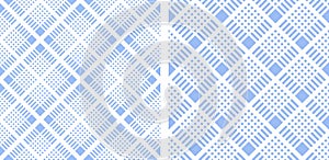 Set of Seamless Geometric Checked Light Blue Patterns