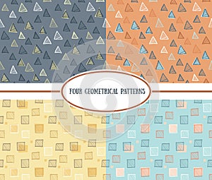 Set of seamless geometric colorful vector patterns