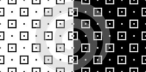 Set of Seamless Geometric Squares and Dots Black and White Patterns