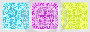 Set of seamless gray patterns of circles arcs lines to create fabric and wallpaper, easy background for Christmas card.