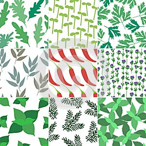 Set of 9 seamless hand drawn patterns