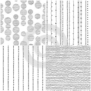 Set of seamless hand drawn patterns