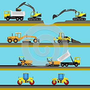 Set of seamless horizontal road construction