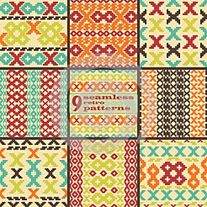 Set of seamless knitted retro patterns