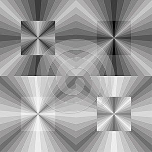 Set of seamless monochrome geometric pattern with gray, grey, black squares.