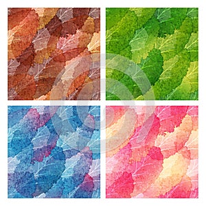 Set of seamless pattern from abstract leaves.