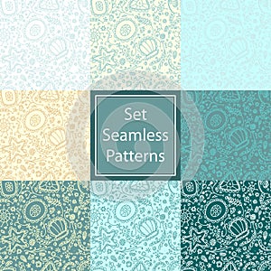 Set Seamless pattern or background with abstract protozoa