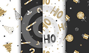 Set of seamless pattern with christmas elements on dark and white background. Perfect for holiday invitations, winter